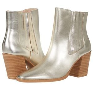 EUC Charles by Charles David® Leather Shopper Ankle Boots, Light Gold, Sz 6